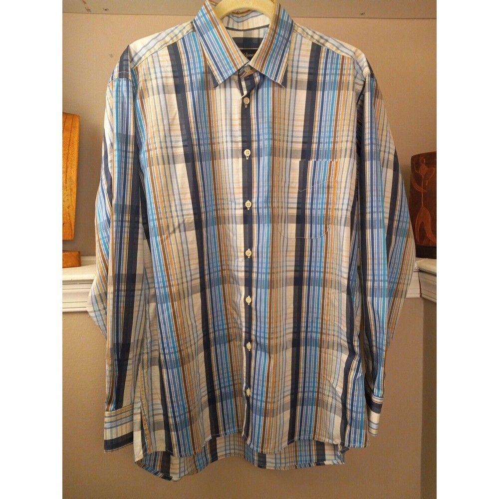 Bullock‎ And Jones Mens Striped Button Down Long Sleeve Shirt Size M